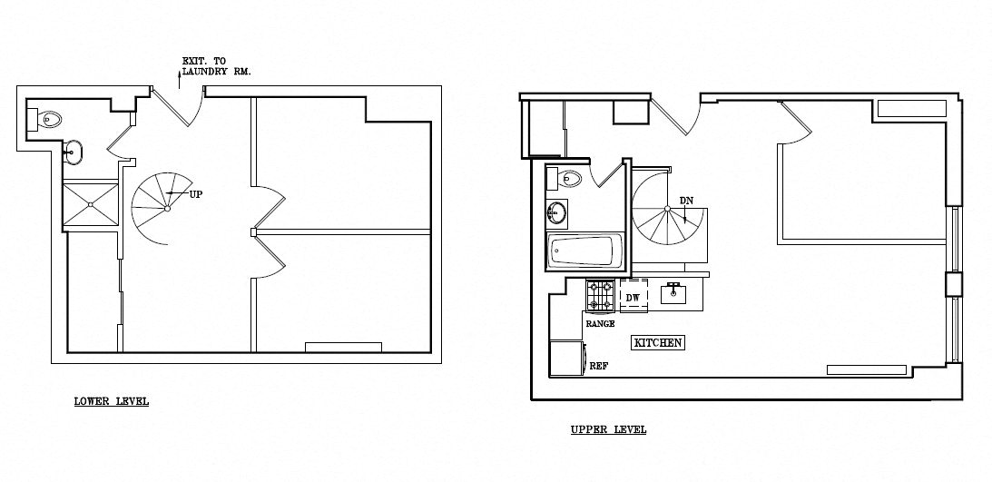 Floor plan for 1 bed, 2 baths, 617 sqft